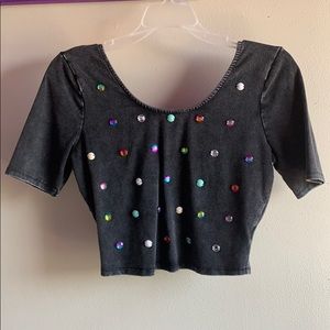 Adorable rainbow studded crop top!